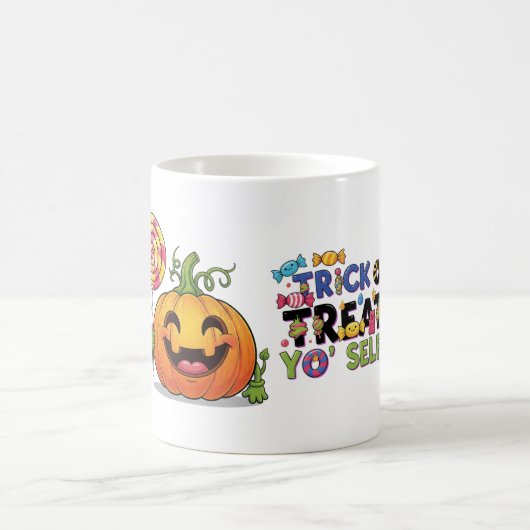 Trick or Treat Yo' Self Funny Halloween Coffee Mug コーヒーマグカップ (中央)