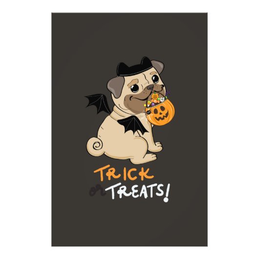 Trick or Treats Pug Costume フォトプリント (正面)