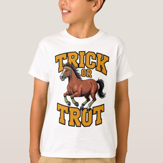 Trick or Trot Horse Design for Equestrian Fans Tシャツ (正面)