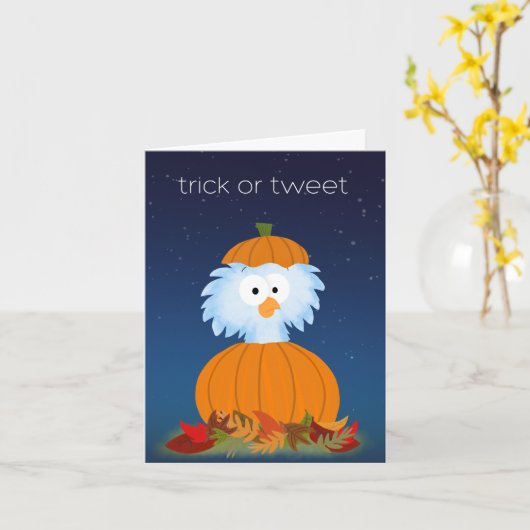Trick or "Tweet" Halloween Bird card カード (黄色い花)