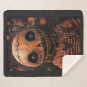 Trick r Treat Skeleton – Spooky Halloween Skeleton シェルパブランケット (正面(横))