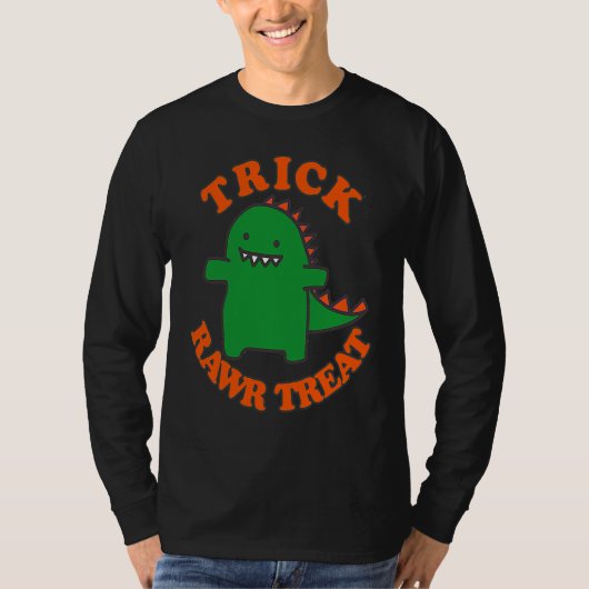 Trick Rawr Treat Cute Halloween Dinosaur Kids Boys Tシャツ (正面)