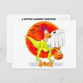 Trick Rawr Treat Halloween Corgi T Rex Dinosaur ポストカード (正面/裏面)