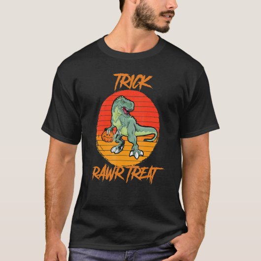 Trick Rawr Treat Halloween Rex Dinosaur Tシャツ (正面)