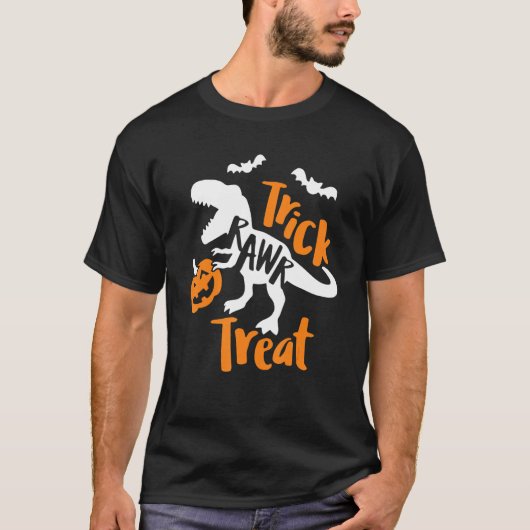 Trick Rawr Treat Halloween Trick Or Treat Trex Tea Tシャツ (正面)