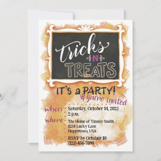 Tricks-n-Treetsカスタマイズ可能なハロウィーン招待状 招待状 (正面)