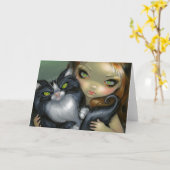 "Tricksyタキシード猫"の挨拶状 カード (黄色い花)