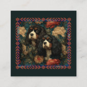 Tricolor Cavalier King Charles Spaniels CKCS Dogs スクエア名刺 (正面)