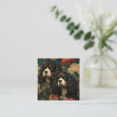 Tricolor Cavalier King Charles Spaniels CKCS Dogs スクエア名刺 (スタンド正面)