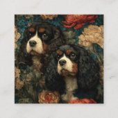 Tricolor Cavalier King Charles Spaniels CKCS Dogs スクエア名刺 (正面)