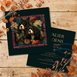 Tricolor Cavalier King Charles Spaniels CKCS Dogs スクエア名刺