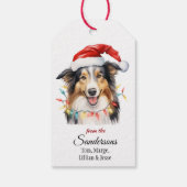 Tricolor Collie Dog Santa Hat Christmas ギフトタグ (裏面)