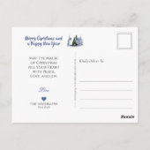 Tricolor Collie & Lambs in Snowy Night – 休日 ポストカード (裏面)