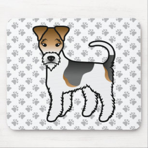 Tricolor Wire Fox Terrier Cute Cartoon Dog マウスパッド