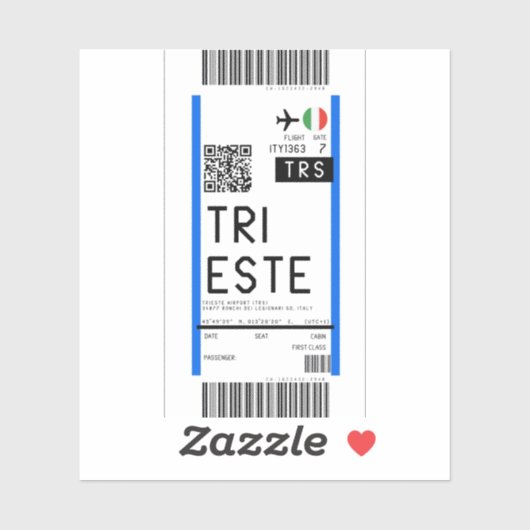 Trieste(TRS)への搭乗券 シール (シート)
