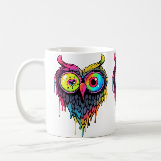 Triippy Party Edm Owl Music Lover コーヒーマグカップ (左)