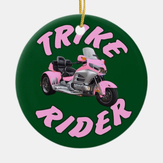 Trikeのピンクのライダー セラミックオーナメント (正面)
