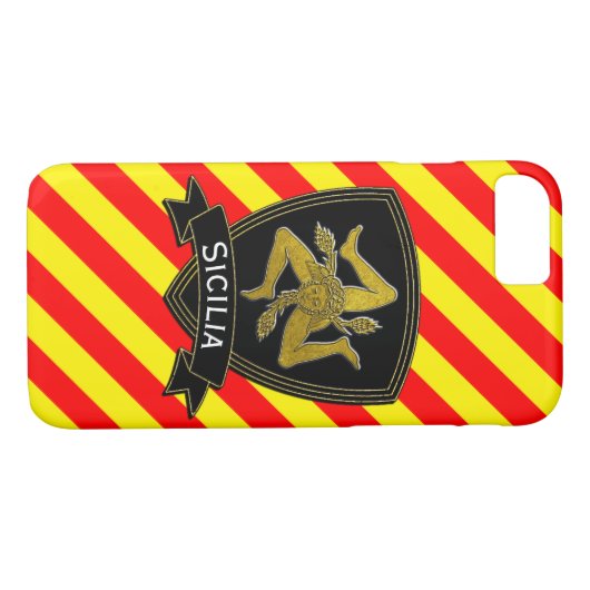 Trinacriaのシシリアの黒及び金ゴールドの赤い黄色 Case-Mate iPhoneケース (裏面(横))