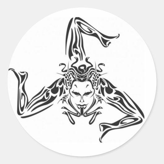 Trinacria noir sur fond blanc ラウンドシール (正面)