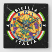 Trinacria Sicilia Italia  スクエア壁時計 (正面)