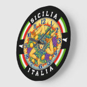 Trinacria Sicilia Italia  ラージ壁時計 (傾斜)