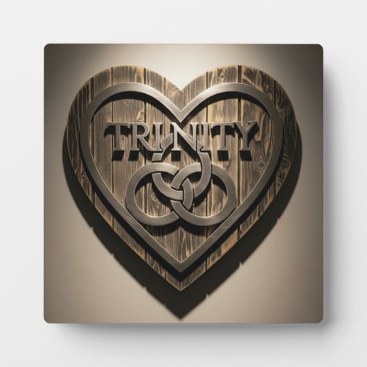 TRINITY Heart — Rustic Wooden Symbol Plaque フォトプラーク (正面)