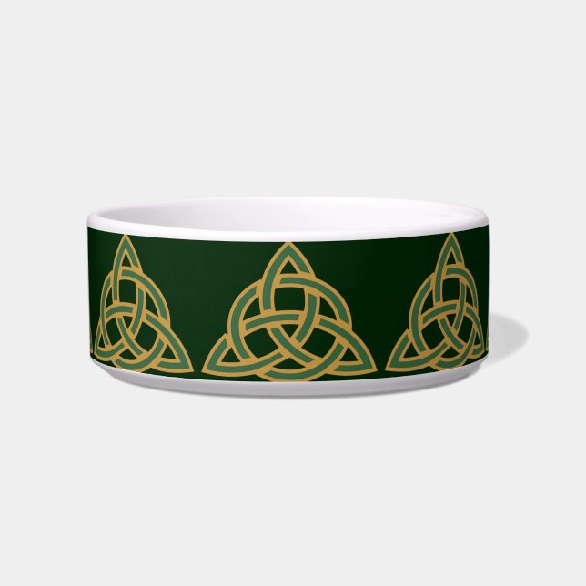Trinity Knot Green Pet Bowls ボウル (正面)