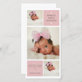 Trio写真モダンベビーガール誕生のお知らせ 案内状 (正面/裏面)