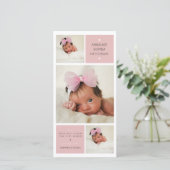 Trio写真モダンベビーガール誕生のお知らせ 案内状 (スタンド正面)