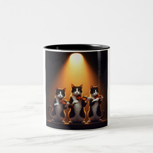 Trio of Feline Musicians Coffee Mug ツートーンマグカップ (中央)