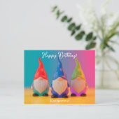 Trio of Glossy Ceramic Gnome Figurines with Name ポストカード (スタンド正面)