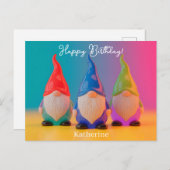 Trio of Glossy Ceramic Gnome Figurines with Name ポストカード (正面/裏面)