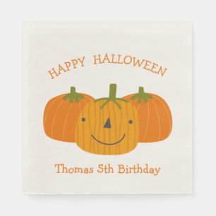Trio of Happy Pumpkins Halloween Birthday Party N スタンダードランチョンナプキン