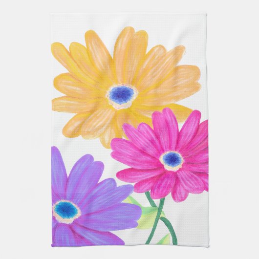 Trio of Joy: Bright Floral キッチンタオル (縦)