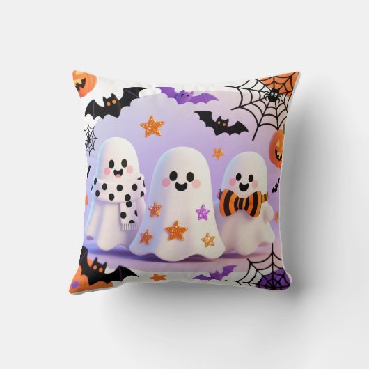 Trio of Playful Cartoon Ghosts クッション (裏面)