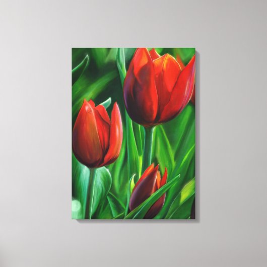 Trio of Red Tulips flower自然絵画 digital キャンバスプリント (正面)