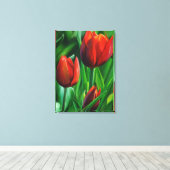 Trio of Red Tulips flower自然絵画 digital キャンバスプリント (インサイチュ (ウッドフロア))