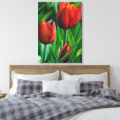 Trio of Red Tulips flower自然絵画 digital キャンバスプリント (インサイチュ (寝室))