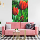 Trio of Red Tulips flower自然絵画 digital キャンバスプリント (インサイチュ (リビング))