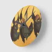 Trio of Renaissance Angels by Master of Housebook ラウンド壁時計 (傾斜)