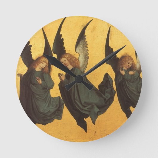 Trio of Renaissance Angels by Master of Housebook ラウンド壁時計 (正面)