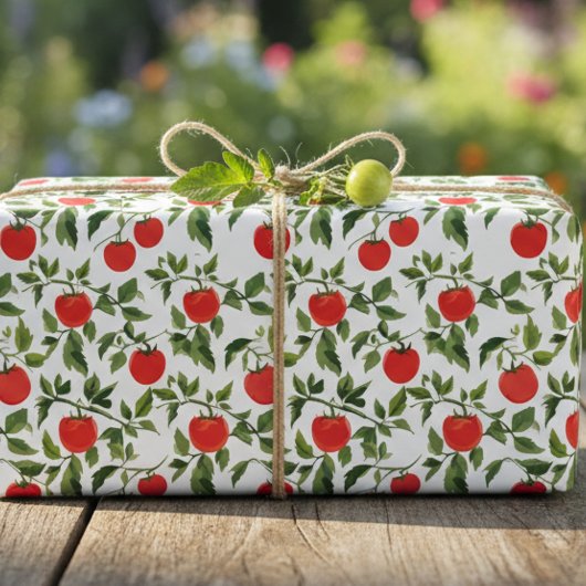Trio of Tomato Plant Pattern Wrapping Paper Sheets ラッピングペーパーシート