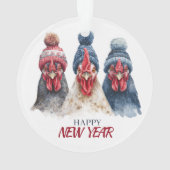 Trio of Winter Chickens Christmas  オーナメント (裏面)