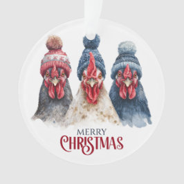Trio of Winter Chickens Christmas  オーナメント