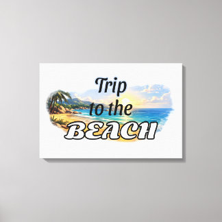 Trip to the Beach Tropical Sunset Escape Design キャンバスプリント