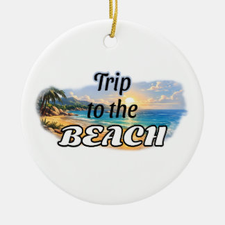 Trip to the Beach Tropical Sunset Escape Design セラミックオーナメント