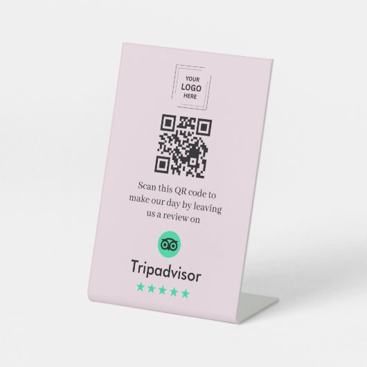 TripadvisorレビューQRコード卓上サイン 台座サイン (正面)