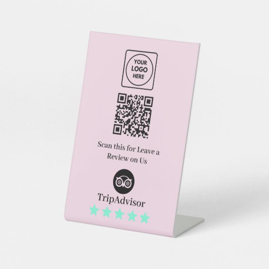 TripadvisorレビューQR卓上サイン 台座サイン (正面)