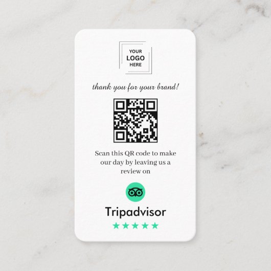 TripAdvisorレビューQR顧客フィードバックスタイル 名刺 (正面)