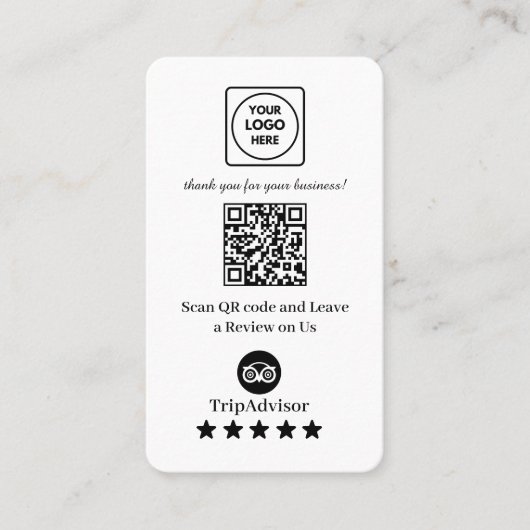 TripAdvisor QR | カスタムビジネスフィードバックリンク 名刺 (正面)